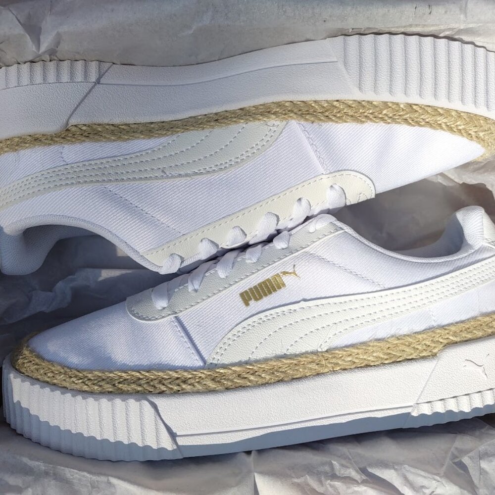 Puma Carina Espadrille Canvas Jute Platform Spring Summer Tennis Trainer 388389 - Picture 11 of 16